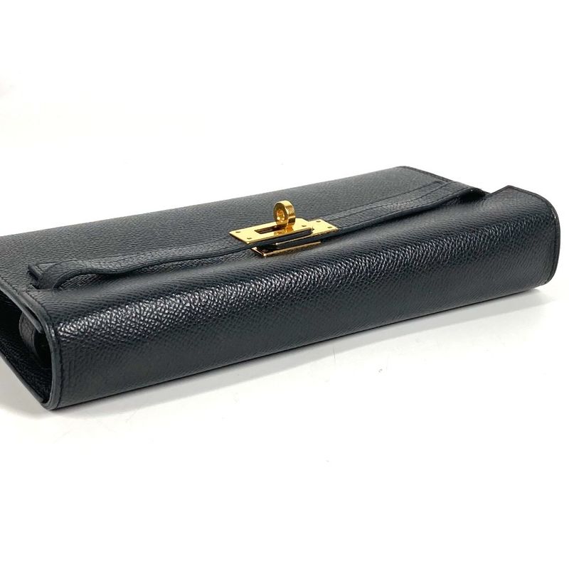 Hermes Long Wallet Kelly Wallet Long to Go Epsom Black