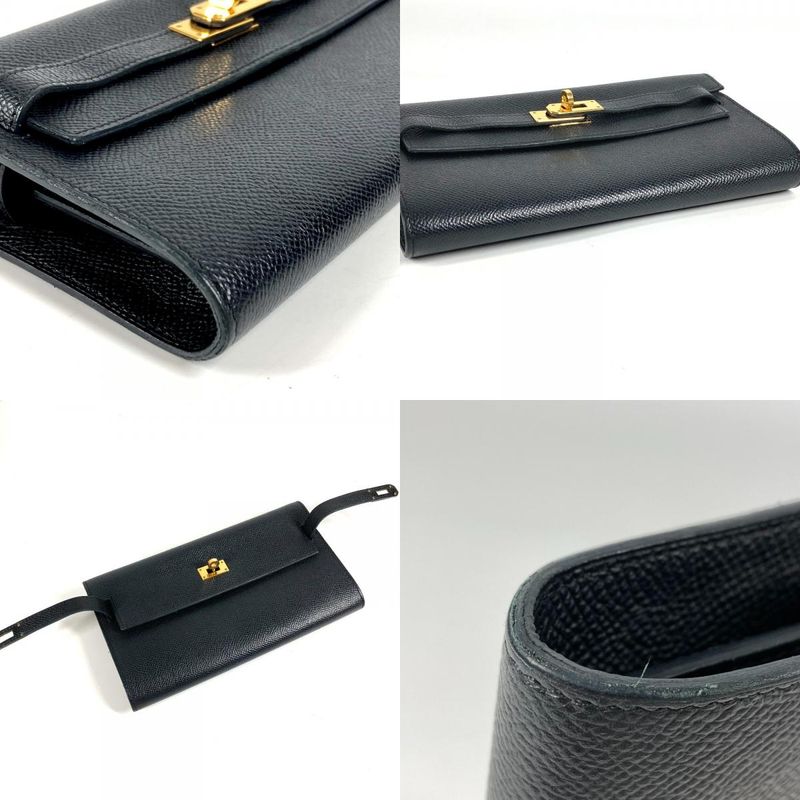 Hermes Long Wallet Kelly Wallet Long to Go Epsom Black