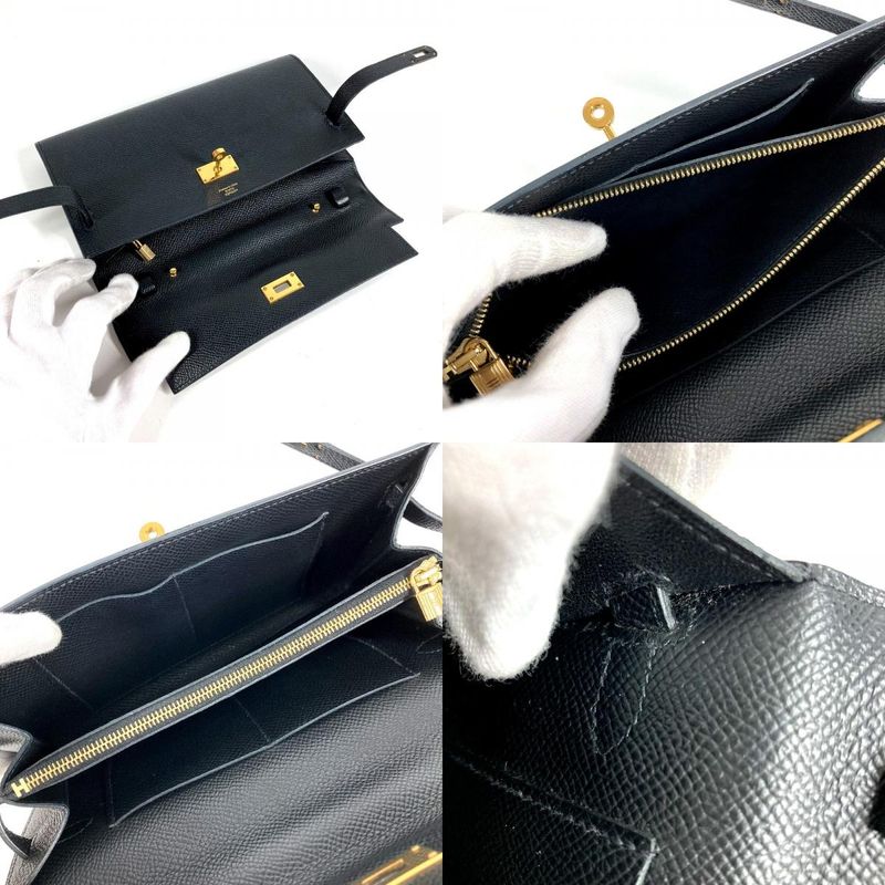 Hermes Long Wallet Kelly Wallet Long to Go Epsom Black