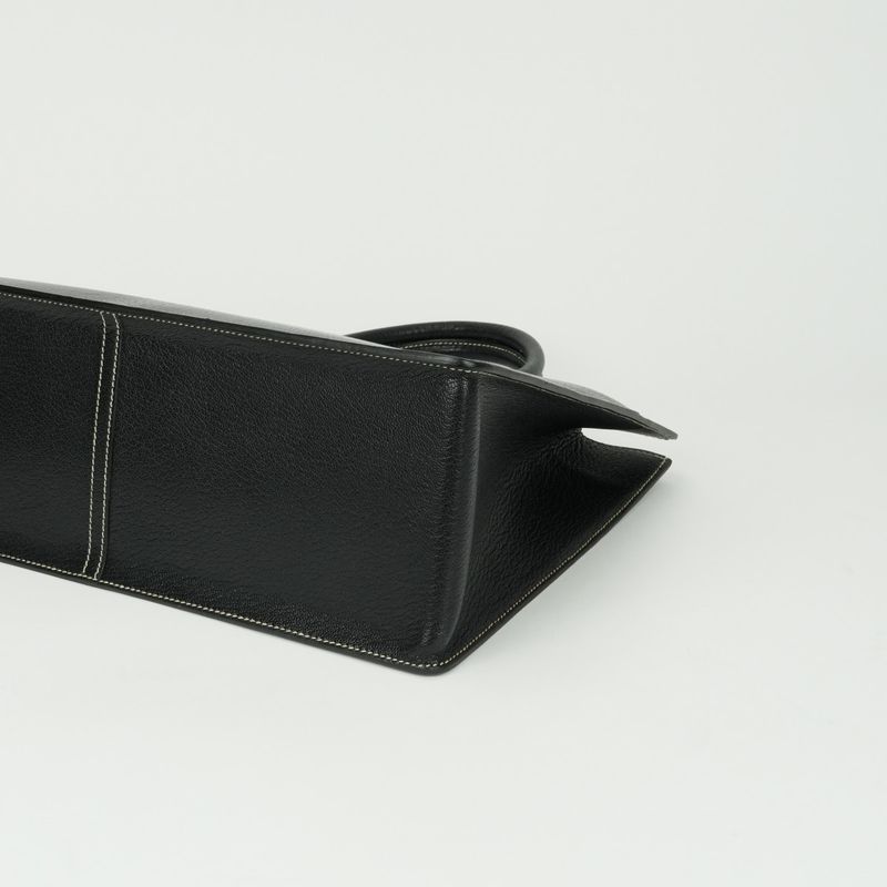Hermes White Bus GM Tote Chevre Coromandel Noir Black Gold