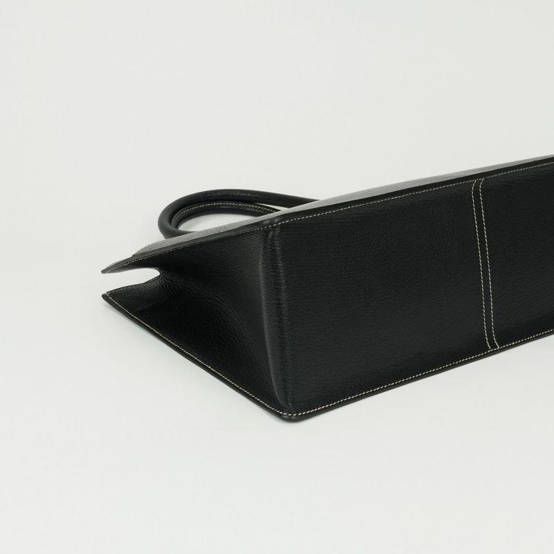 Hermes White Bus GM Tote Chevre Coromandel Noir Black Gold