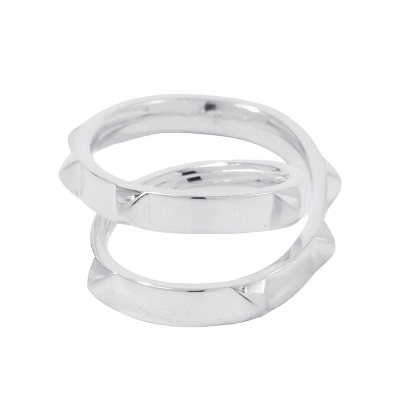 Hermes Ring Clou de Double Finger Silver 53