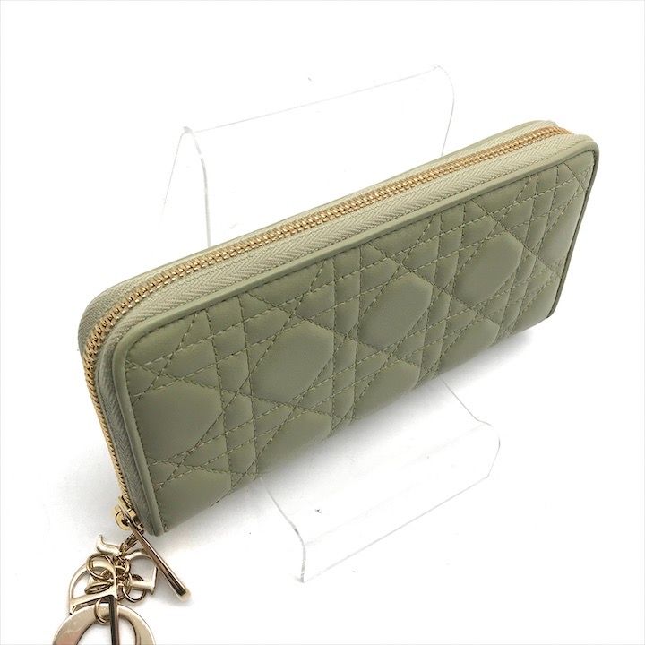 Dior Cannage Leather Wallet Green