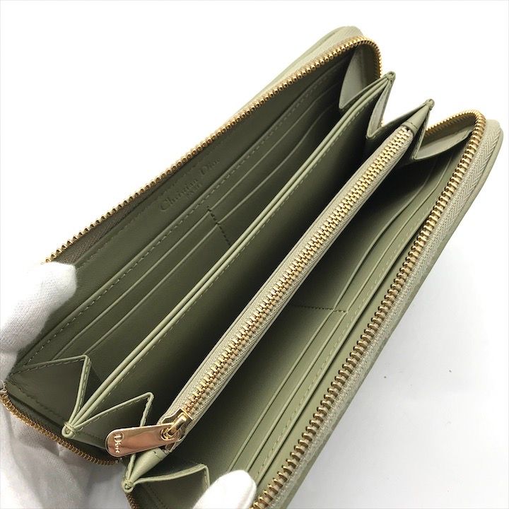 Dior Cannage Leather Wallet Green