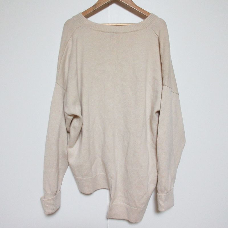 Loewe Anagram V-neck Asymmetric Knit Sweater M Beige