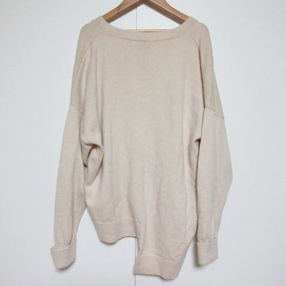 Loewe Anagram V-neck Asymmetric Knit Sweater M Beige