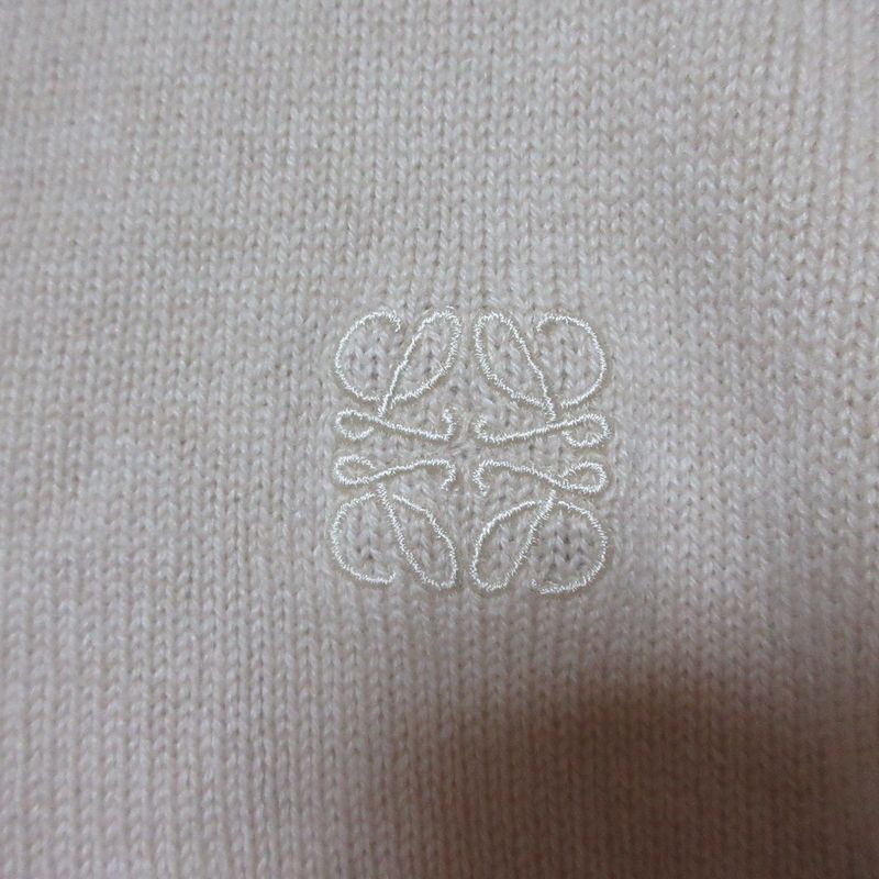 Loewe Anagram V-neck Asymmetric Knit Sweater M Beige