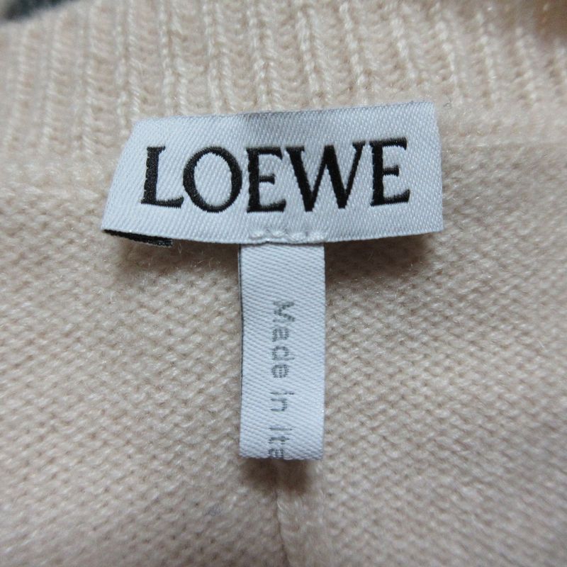 Loewe Anagram V-neck Asymmetric Knit Sweater M Beige