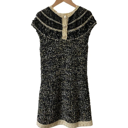 Chanel Icon Button Tweed Knit Dress 34 Multicolor