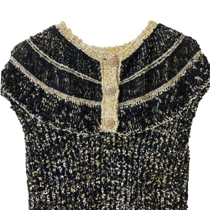 Chanel Icon Button Tweed Knit Dress 34 Multicolor