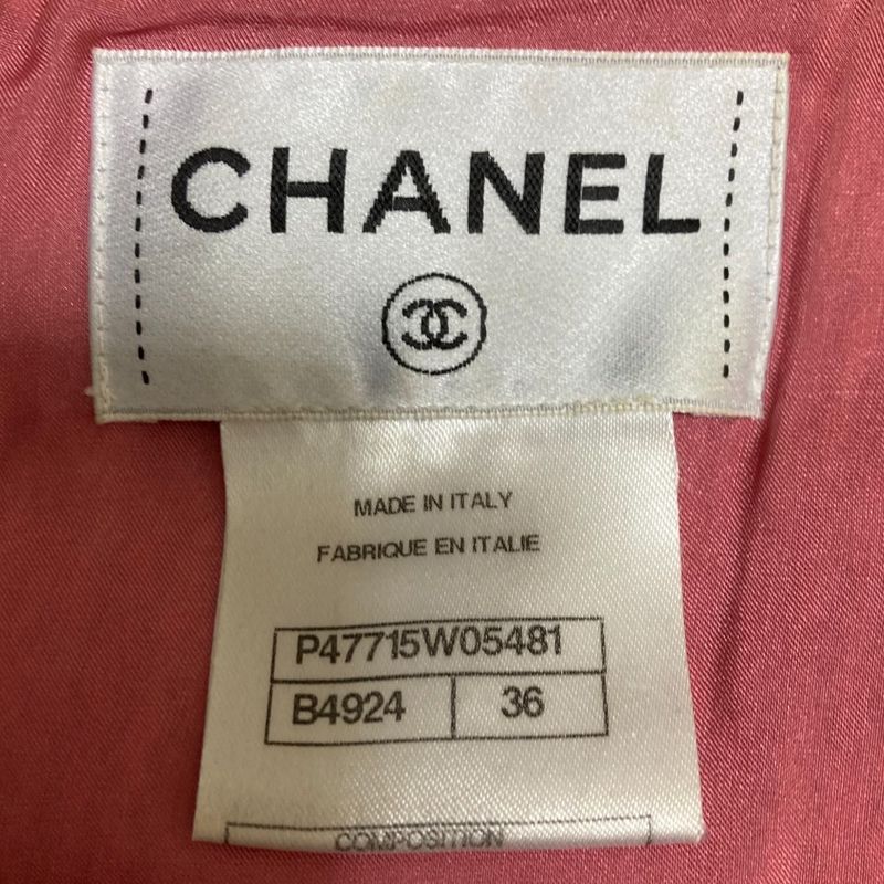 Chanel CC Logo Tweed Ribbon Layered Mini Dress 36 Pink