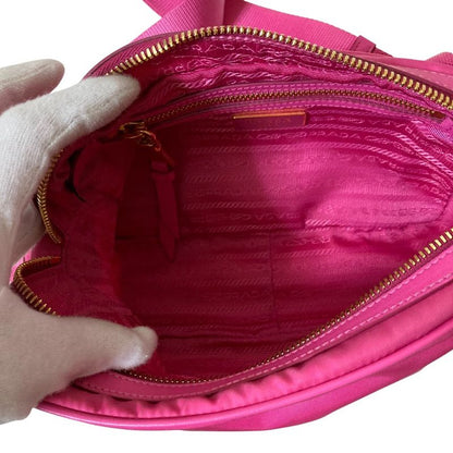 Prada Nylon Canvas Shoulder Bag Pink