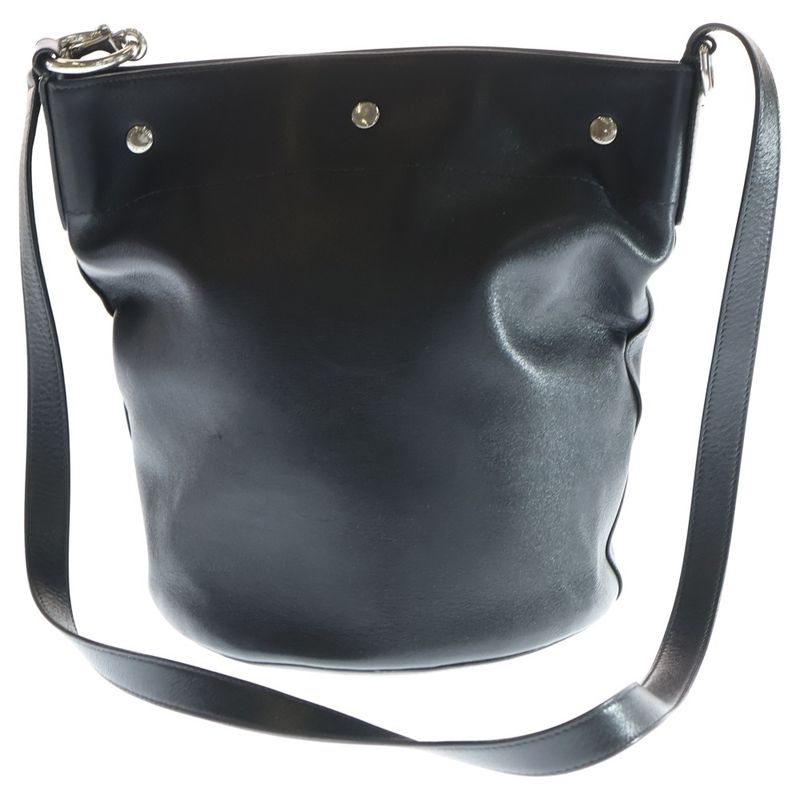 Saint Laurent Paris Rive Gauche Bucket Leather Shoulder Bag Black