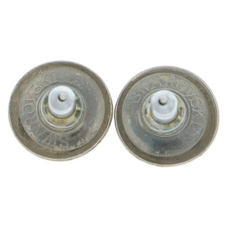 Chanel Round Earrings CC Logo Black Silver