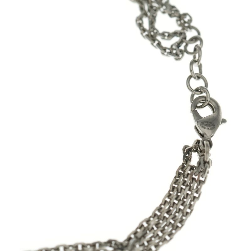 Chanel CC Logo Faux Pearl Rhinestone Bracelet Silver Chain