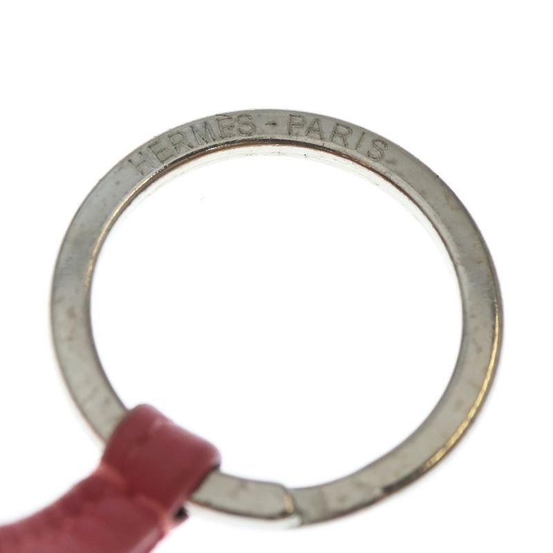 Hermes Carmen Key Charm Bag Key Ring Pink Leather Agneau Milo Silver