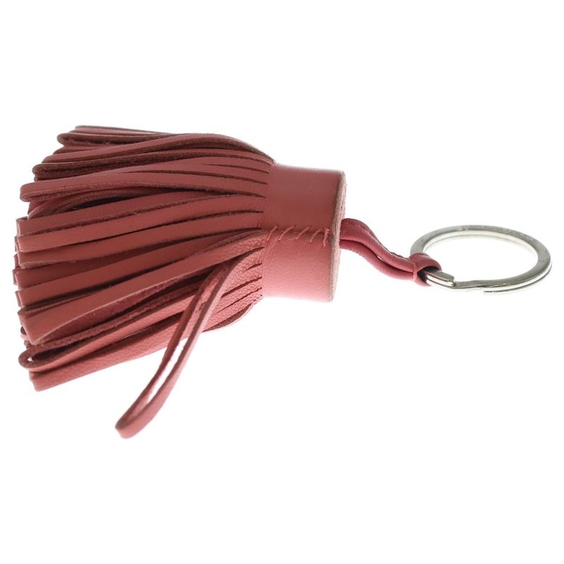 Hermes Carmen Key Charm Bag Key Ring Pink Leather Agneau Milo Silver