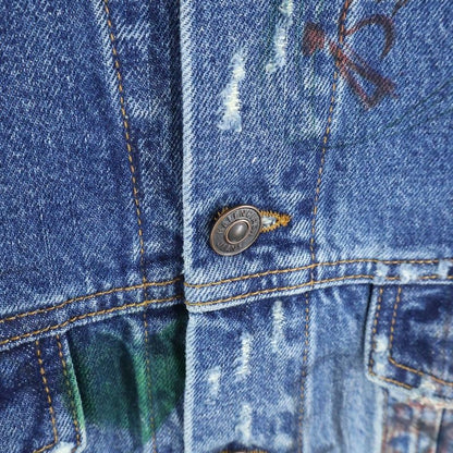 Balenciaga Damaged Graffiti Oversize Denim Jacket Jean Indigo