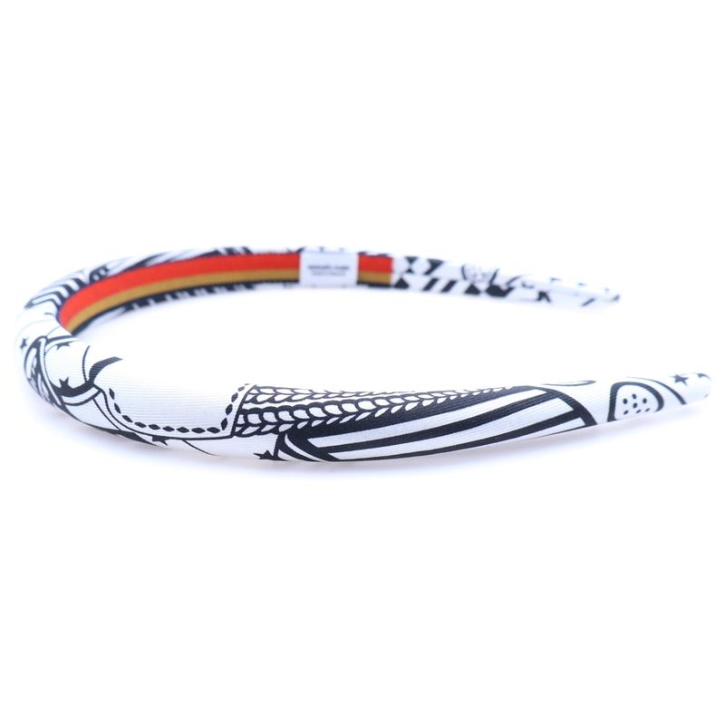 Hermes Headband Zina Zigzag Headband White Black Silk