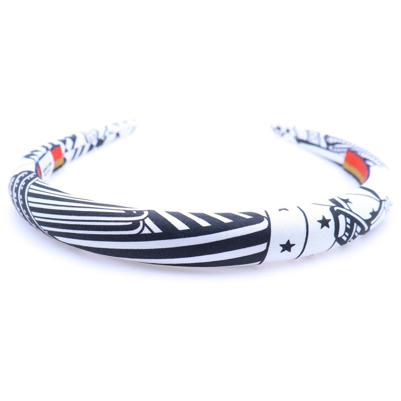 Hermes Headband Zina Zigzag Headband White Black Silk