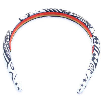 Hermes Headband Zina Zigzag Headband White Black Silk