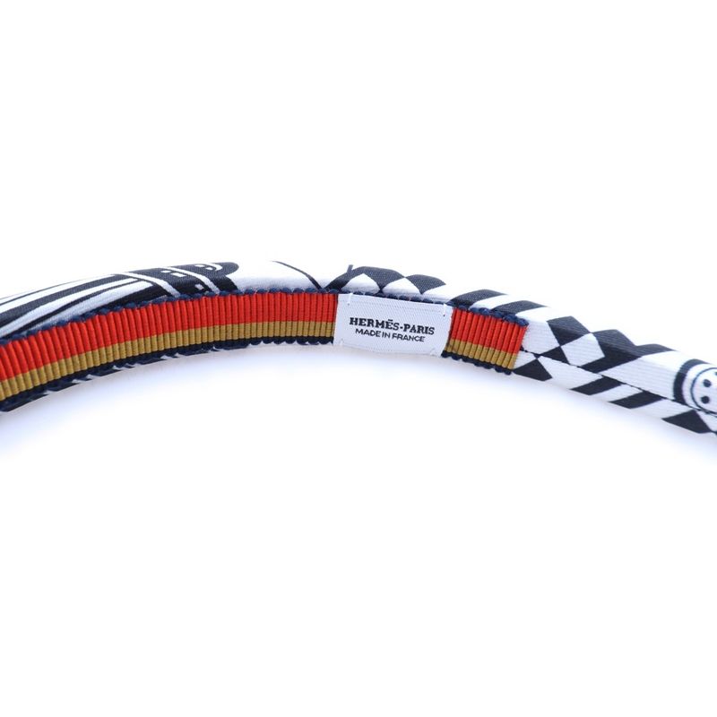 Hermes Headband Zina Zigzag Headband White Black Silk
