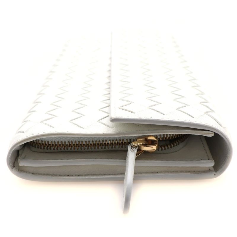 Bottega Veneta Intrecciato Long Wallet Bifold Long Wallet Card Case White