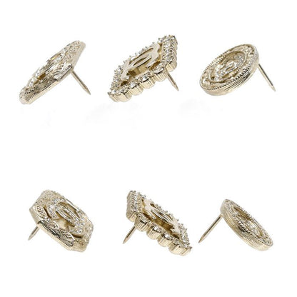 Chanel Metal Rhinestone CC Logo 3 Piece Set Brooch
