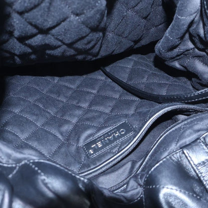 Chanel 22 Shiny Calfskin Leather Chain Shoulder Bag Backpack Black
