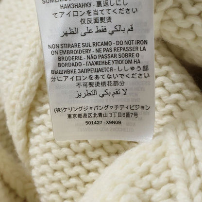 Gucci Long Wool Knit Cardigan Logo Embroidery Ivory