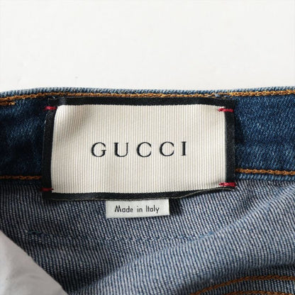 Gucci Cotton Applique Skinny Denim Pants 23 Blue