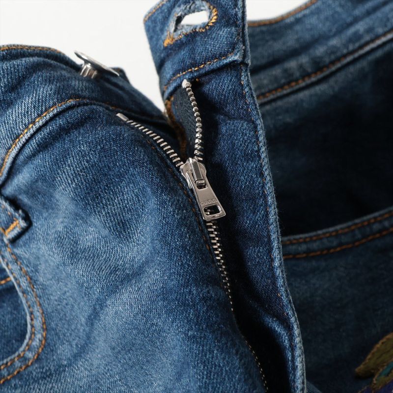 Gucci Cotton Applique Skinny Denim Pants 23 Blue