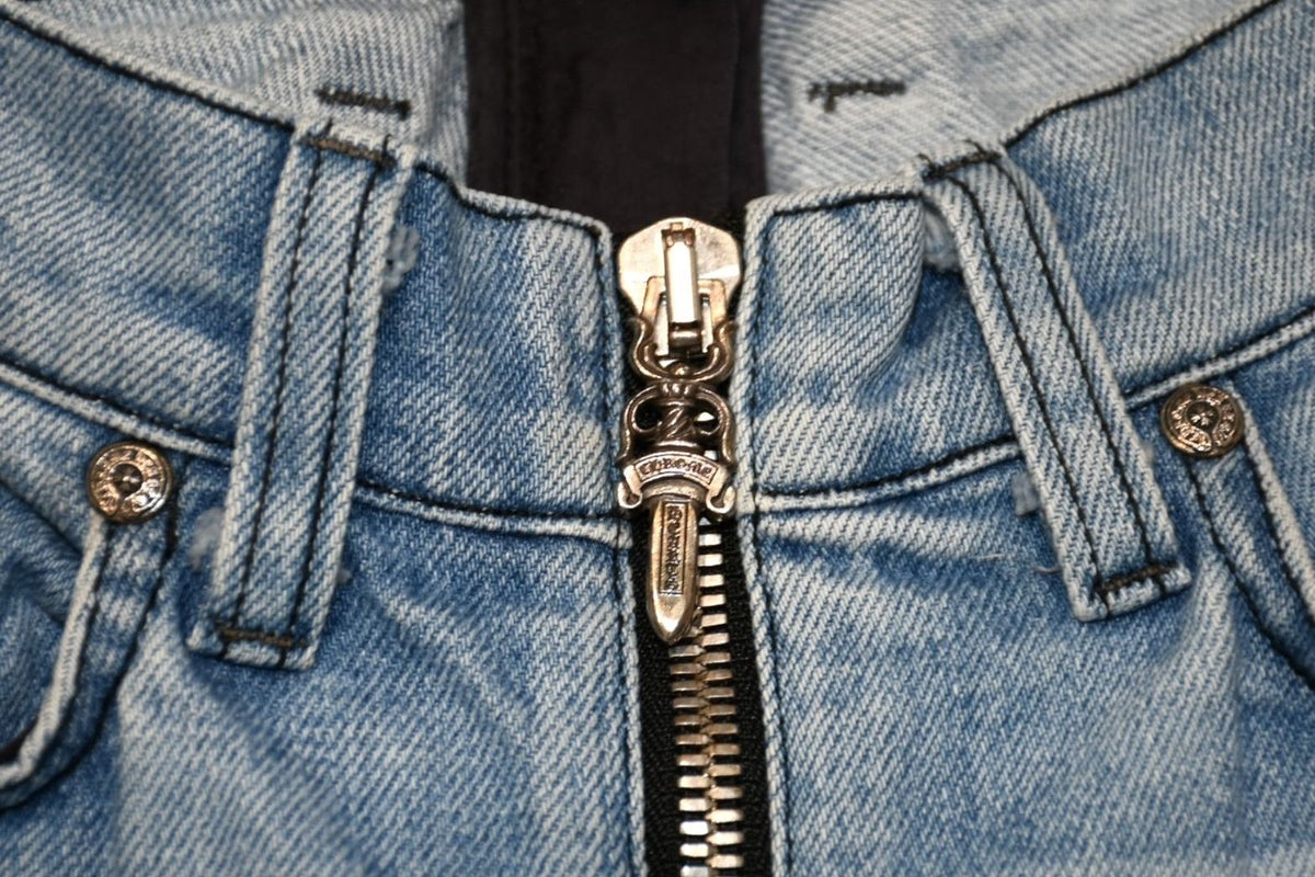 Chrome Hearts Separate Zip Denim Pants Jeans Cross Ball Indigo Blue 4 25 — view 5