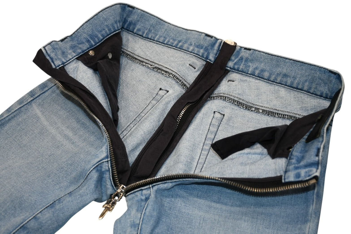 Chrome Hearts Separate Zip Denim Pants Jeans Cross Ball Indigo Blue 4 25 — view 6