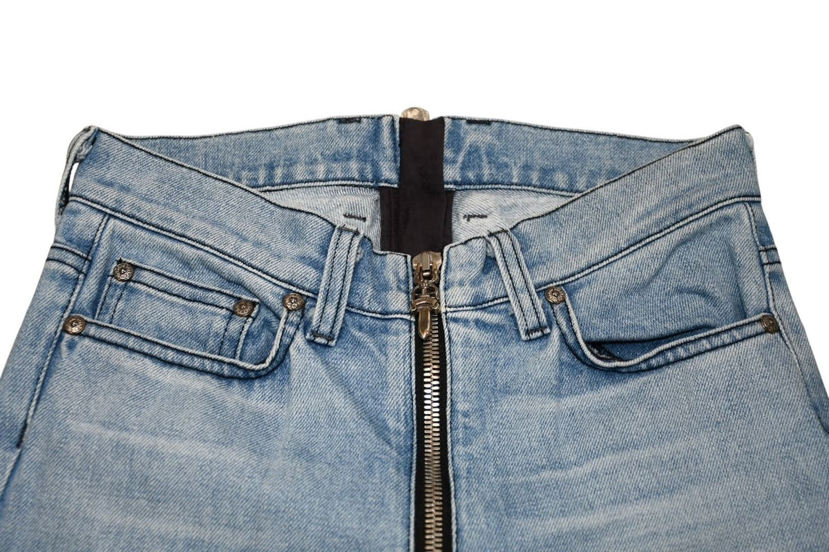 Chrome Hearts Separate Zip Denim Pants Jeans Cross Ball Indigo Blue 4 25 — view 3