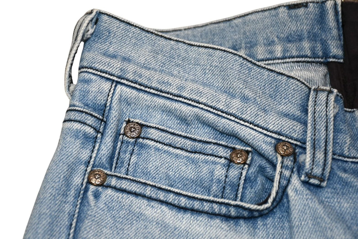 Chrome Hearts Separate Zip Denim Pants Jeans Cross Ball Indigo Blue 4 25 — view 4