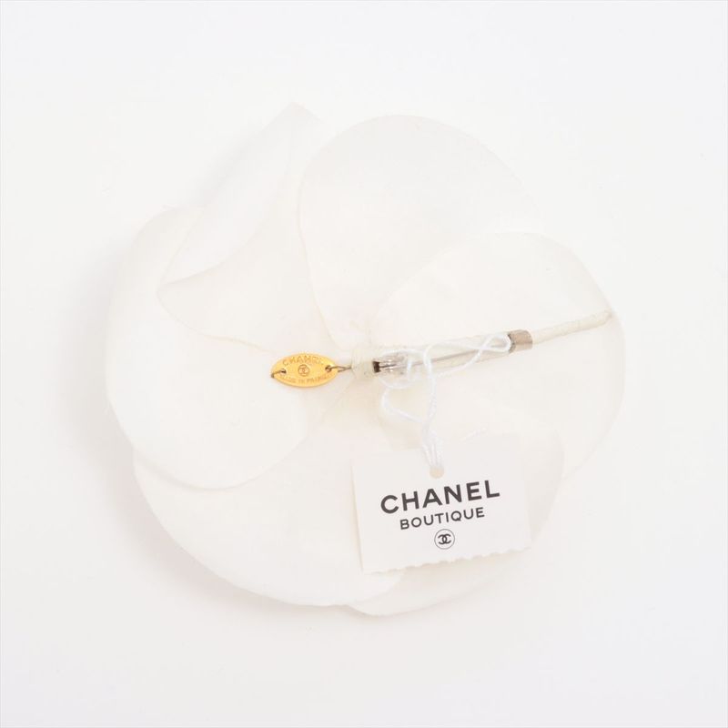 Chanel Camellia Fabric Corsage Brooch White