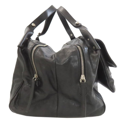 Chanel Quilted Silver Tote Grained Calfskin