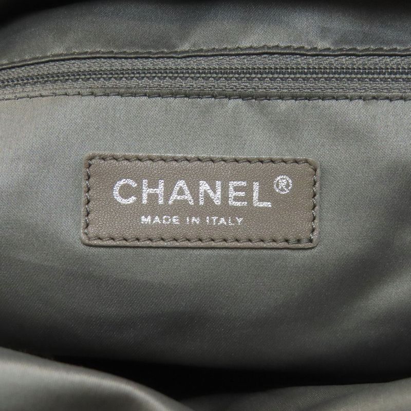 Chanel Quilted Silver Tote Grained Calfskin