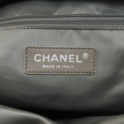 Chanel Quilted Silver Tote Grained Calfskin
