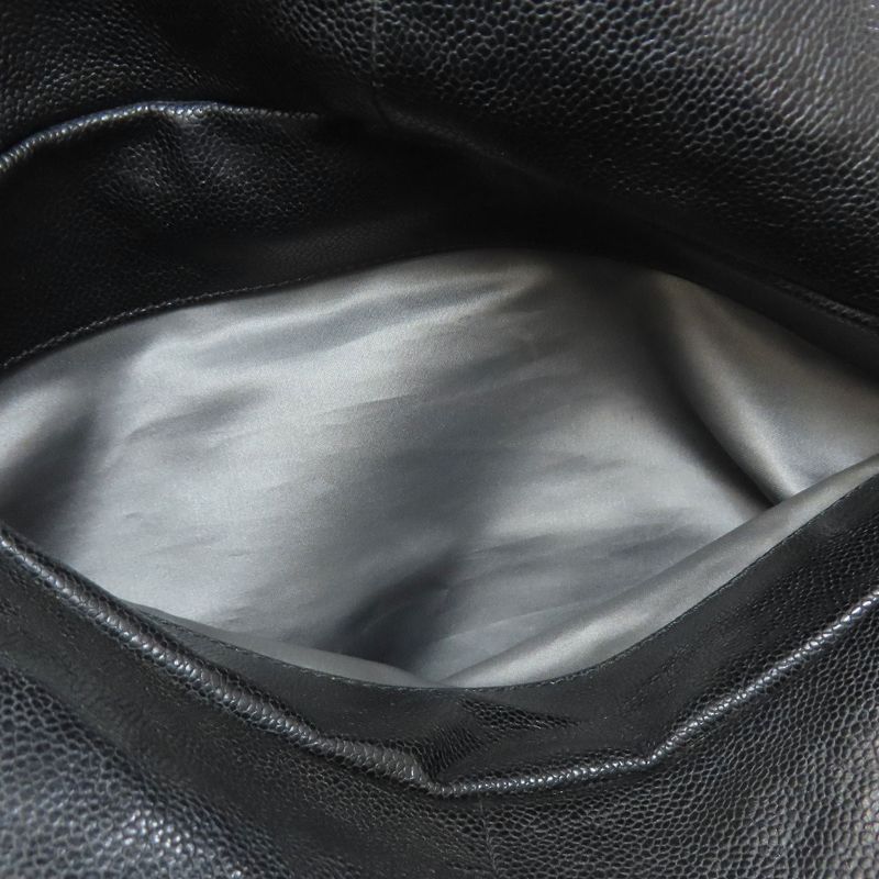 Chanel Quilted Silver Tote Grained Calfskin