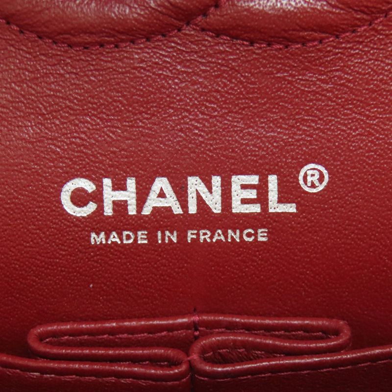 Chanel Quilted Double Flap Silver Shoulder Bag Grained Calfskin