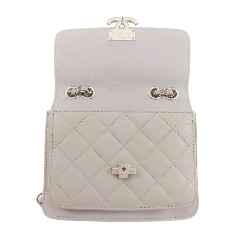 Chanel Half CC Logo Silver Shoulder Bag