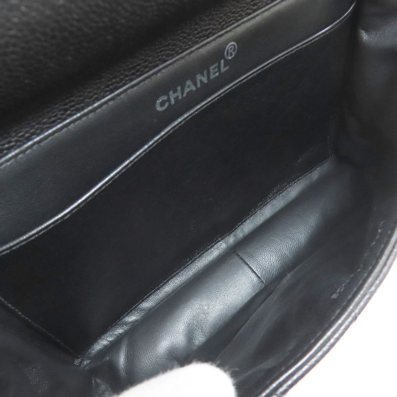 Chanel Quilted Double Face Silver Handbag Grained Calfskin