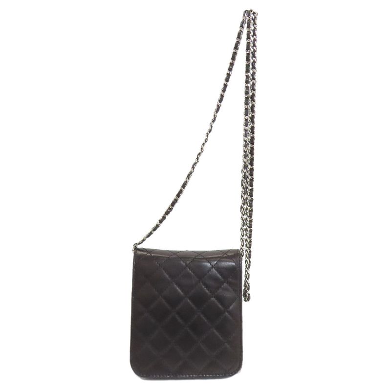 Chanel Chain Shoulder Quilted Silver Bag Lambskin