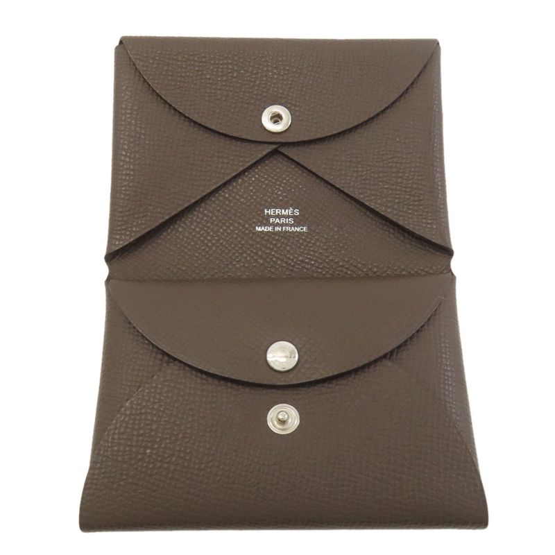 Hermes Calviduo Ecorse Silver Card Case Epsom