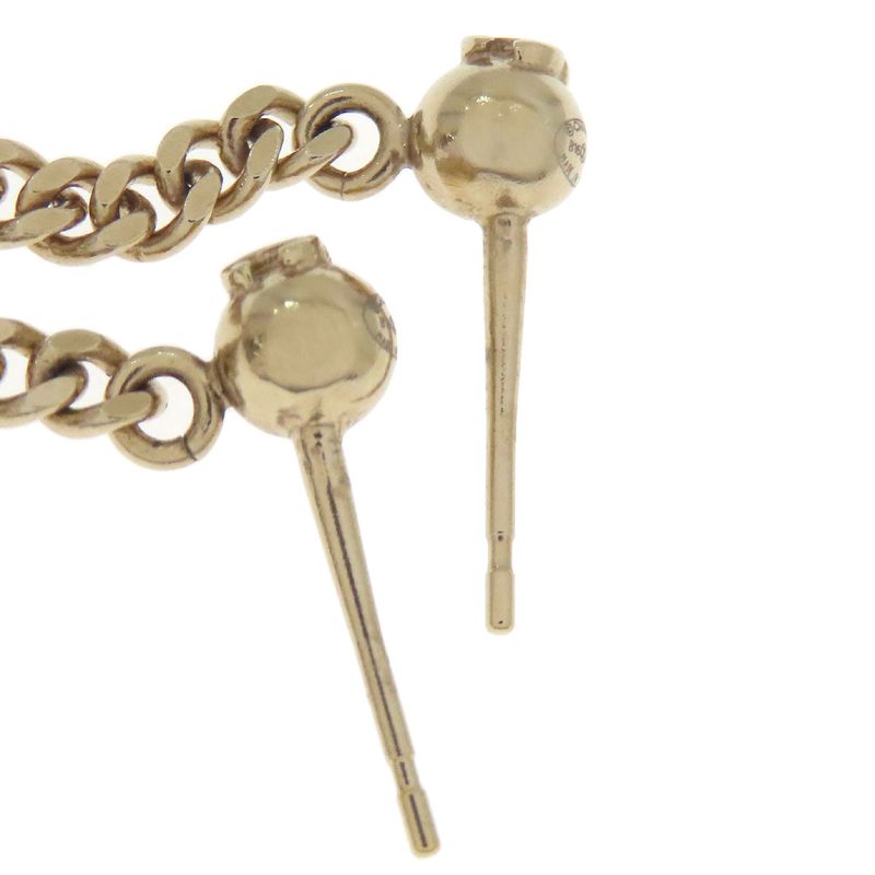 Chanel Chain CC Logo Earrings Metal Faux Pearl