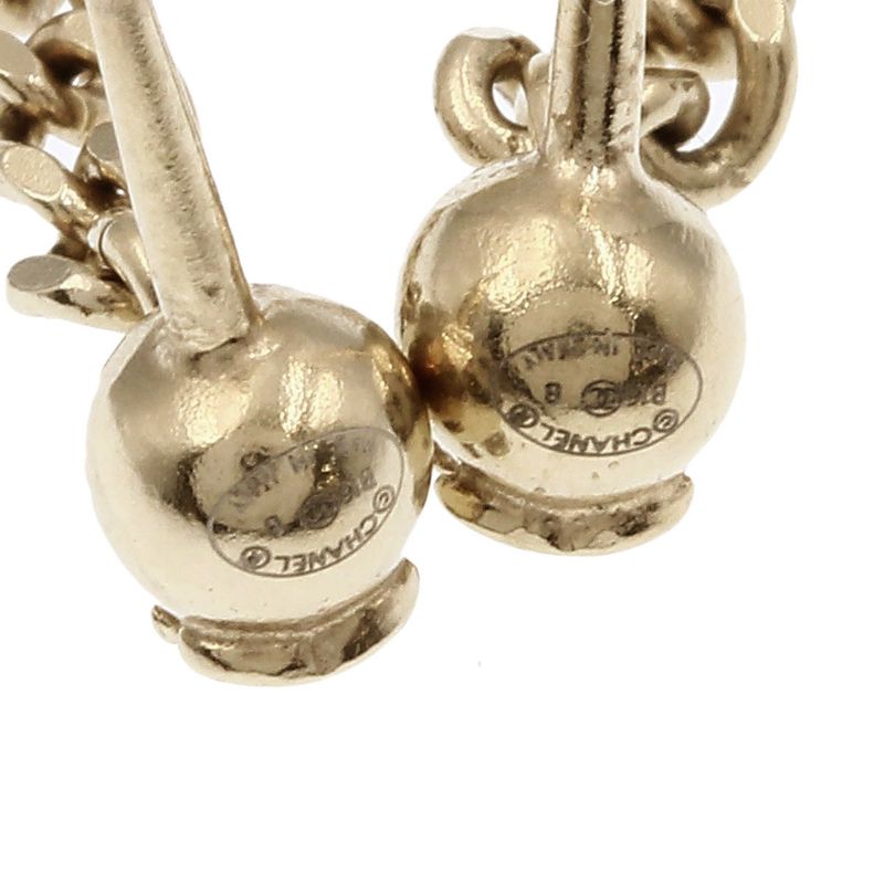 Chanel Chain CC Logo Earrings Metal Faux Pearl