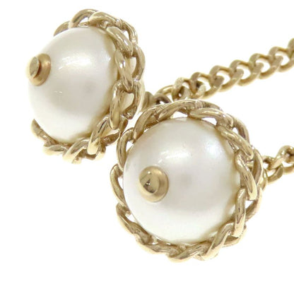Chanel Chain CC Logo Earrings Metal Faux Pearl