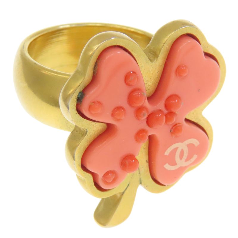 Chanel Earrings Set Clover Motif Ring Metal